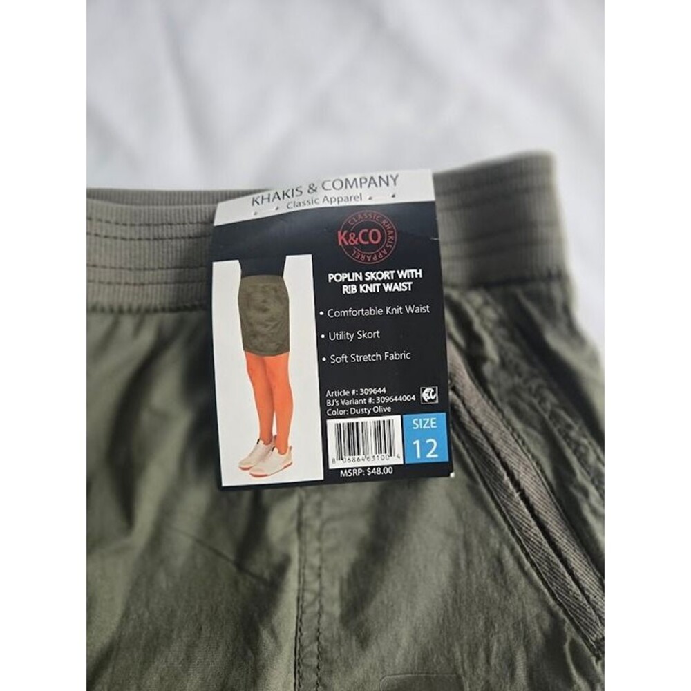 Khakis & Company Poplin Utility Skort - Olive - Womens size 12 - NEW - Picture 3 of 5